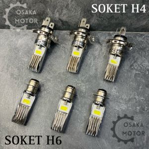 Bohlam LED Depan 2 mata MRS Model Tyto AC DC Lampu Depan LED H4 kaki 3 Bola Lampu Depan LED H6 Grand Bebek Matic Sepeda Motor Universal Lampu Utama Headlamp Led H4 H6 Super Terang Hi Low Vixion Vario beat Supra Karisma Scoopy Cb