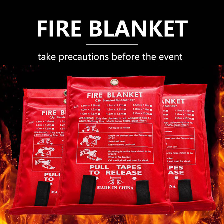 Emergency Fire Blanket Fire Extinguisher Fireproof Protection size 1m x ...