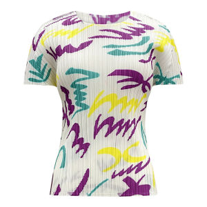 6302 One Size (45-75kg) Letter Print Pleated WomenS Clothing Summer Short-Sleeved Top Slim Fit Two-Piece Overskirt Suit