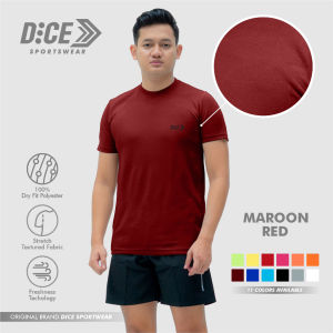 DICE Jersey Maroon Red Kaos Polos Lari Running Olahraga