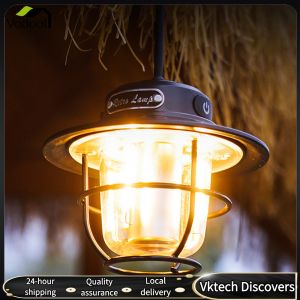 【Vodool】 LED Warm Light Vintage 200LM Portable Camping Light Stepless Dimming Type-C USB Rechargeable for Hiking Fishing Emergency