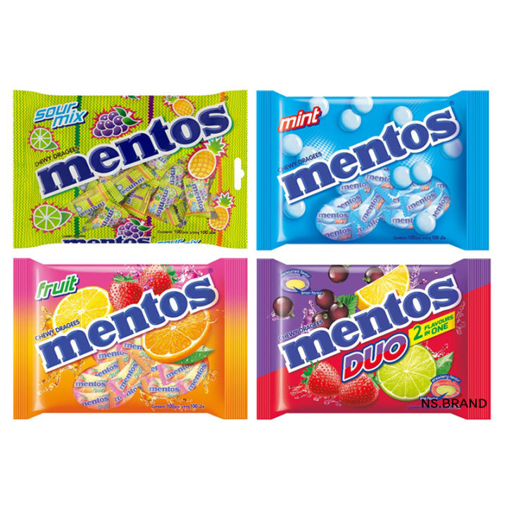 ลูกอม Mentos เมนทอส  100 เม็ด(มีให้เลือก 4 รสชาติ)