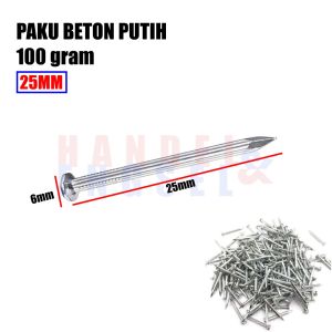 Paku Beton Galvanis Putih 2.5 cm 3 cm 4 cm cm 7 cm per 200 gram Paku Beton Tembok Dinding (2 Bungkus 100 Gram)