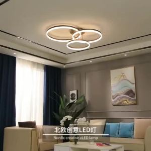 IGDL โมเดิร์นไฟเพดาน LED วงกลม LED โคมระย้า Flush Mount โคมไฟเพดานหรี่แสงได้2แหวน3แหวนโคมไฟเพดานอะคริลิคสำหรับห้องนอนห้องนั่งเล่นห้องรับประทานอาหาร