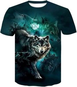Hot-selling trends T Shirt 3D Digital Tiger Print Short Sleeve Mens Round Neck Top Temu