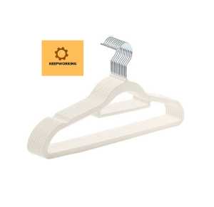 KW 10Pcs/Set Drying Rack Hangers Clothes Non-Slip Velvet Hangers Space Saving 360 Degree Swivel Hook Flocked Clothes Organization