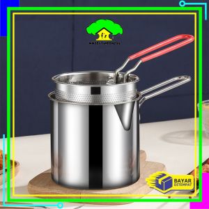 MI-C1233 Panci Deep Fryer 2IN1 Stainless Steel Panci Set Saringan Minyak Praktis Rebus Multifungsi