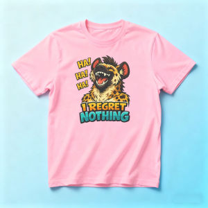 I Regret Nothing Carefree Hyena Funny Quote Slogan T-Shirt Men Breathable Cotton Crew Top Animal Lover Trendy Fashion Blouse