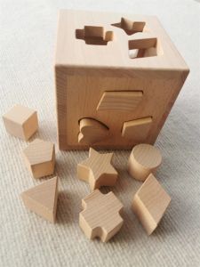 Kids Wooden Montessori Toys Rainbow Shapes Matched Beech Nature Geometric Blocks Educational Play
