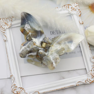 F4 Jepit Rambut Kupu Kupu 8.5cm Warna Cellulose Acetate Elegant Marble Butterfly Hair Clip HBSA001