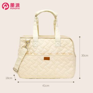 Diamond-patterned fashionable cat bag portable large-capacity breathableshoulder bag crossbody canvas lightweight soft bag for outings