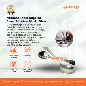 MURANEE Coffee Cupping Spoon Full Stainless Steel Sendok Cuping Kopi Stainles Silver
