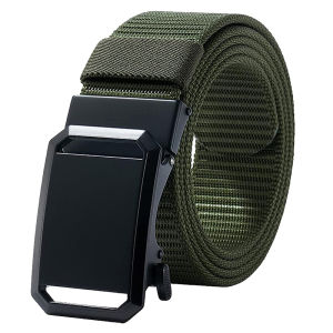 Men Belt Alloy Automatic Metal Buckle Nylon Webbing Outdoor Tactical Belt Toothless Automatic Buckle Casual Sports Canvas Belts