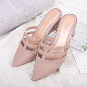 [Free Shipping] New Spring And Summer Collection: Wedge-Heeled Slip-On Sandals Pointed-Toe Half-Slipper Sandals Backless Loafers Breathable And Casual WomenS Shoes