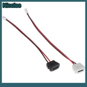 [Nicoles] 2Pin USB-C Type Waterproof USB Connector Direct Compression Female Base Socket Charging Interface With Welding Wire