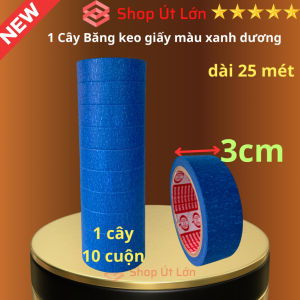 Băng keo giấy màu xanh dương rộng 3cm dài 25 mét lõi giấy 3mm 1 cây 10 cuộn giá tại xưởng