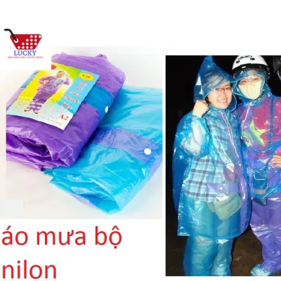 Combo 10 Bộ quần Áo Mưa Nilon đi phượt đi du lịch tiện dụng dùng nhiều lần dẻo dày