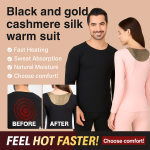 Black Gold Graphene Autumn Clothes Patch Thermal Underwear Set