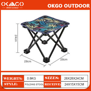 OKGO Outdoor Stool Multifunctional Folding Chair for Ideal for Camping Beach and Fishing Adventures Portable Chair