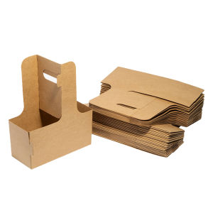 Thicken Take Out Kraft Coffee Cup Carrier 2 Cup Milk Tea Cup Carrier 25pcs