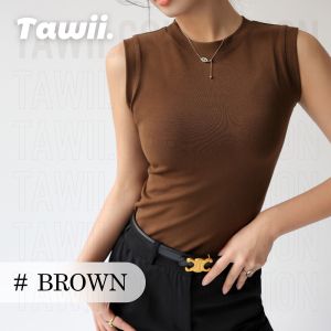 Cotton crewneck basic underneath womens summer sleeveless top