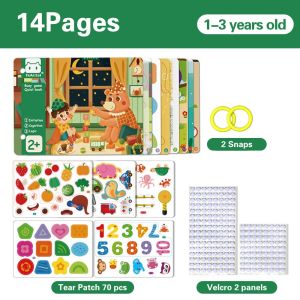 30pages Quiet busy book buku Kids montessorri activity book Buku aktivitas velcro anak