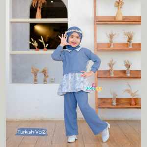 Bella OneSet by babyara Motif Bunga Floral l Setelan Celana Anak Muslim l Outfit muslim Anak Perempuan | Setelan Anak Kekinian