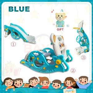 Bayoo Slide for Kids Indoor Baby Slide Multi-functional Plastic with Basketball and Rocking Horse Outdoor Toy Slide for Boy and Girl