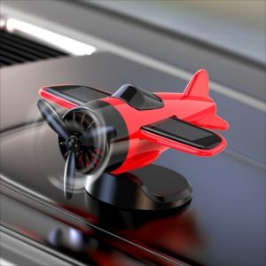 RJZ28 Creative Car Solar Airplane Ornaments Mini 360° Rotary Solar Powered Aircraft Ornaments Novelty Funny Car Center Console Decorations Woman Man