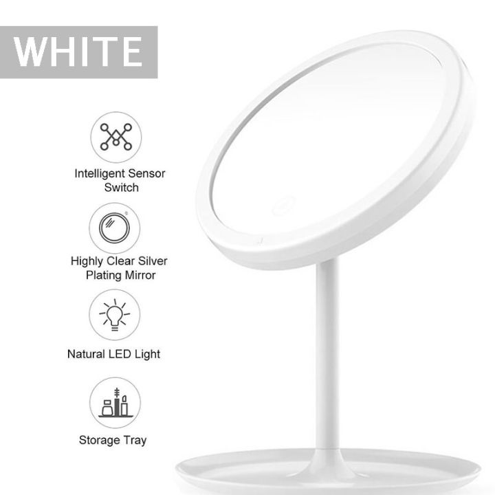 LED Light Makeup Beauty Cosmetic Mirror Round Tray Illuminated 90