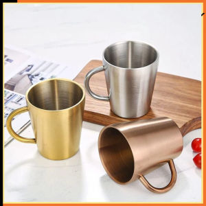 Water Cup 330ml 304 Stainless Steel Dining Drinkware Mugs Beer Cup Double-Layer With Handle Coffee Mugs