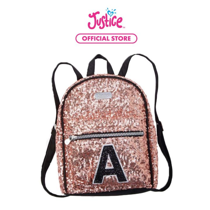 Justice Mini Backpack Rose Gold Initial Pink Tas Anak Perempuan