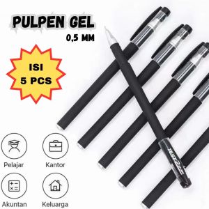 Pulpen Gel Isi 5 PCS / Pena Gel Jarum Penuh 0.5MM / Pulpen Sekolah Kantor Kuliah