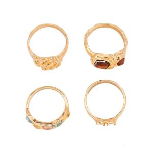 Fashionable Sturdy Metal Geometric Rings Set with Stylish Gemstones Portable for Fashion Women Ladies Casual Wear