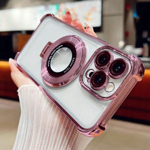 Luxury Magnetic Portable Holder Plating TPU Case for Xiaomi Poco X3 X4 GT X5 X6 X7 X8 Pro Max F3 F4 F5 F6 F7 F8 Ultra M3 M4 M5s M6 M7 M8 M8s Pro 4G 5G for Magsafe Wireless Charging Shockproof Clear Soft Cover