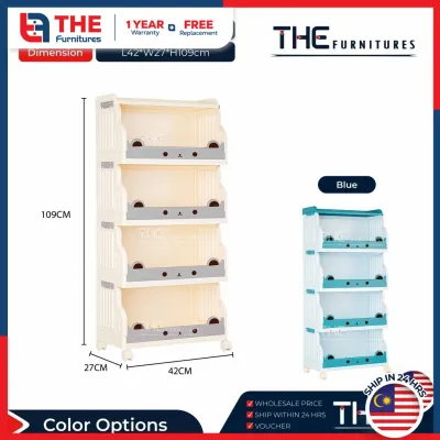 THE L42cm Multi-Layer Kids Storage Rack Foldable Storage Trolley Organizer Shelf With Roller