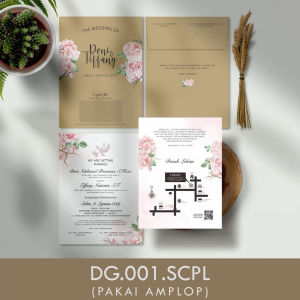 Undangan Pernikahan Griya Motif Bunga | Isi 50 Pcs | Free Thanks Card Plastik Label dan Video Undangan Digital