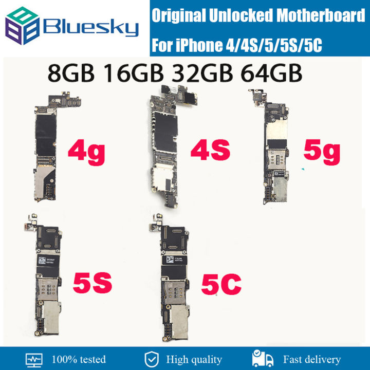 Original Unlocked Motherboard For iPhone 4 4S 5 5C 5S ，Logic Board Full