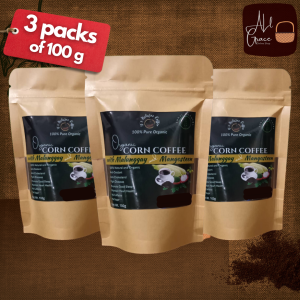 Organic Corn Coffee with Malunggay and Mangosteen 100g 3 PACKS No caffeine Non-acidic No Palpitation Sugar-free Antioxidants For Insomnia Diabetes Acid Reflux Gerd High Blood High Cholesterol Kidney Stomach and Bowel Problems Anemia Irregular Menstruation