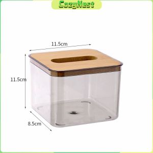 C.N. Tissue Box Gray Transparent Nordic Style Paper Roll Box Desktop Storage Box S/M/L