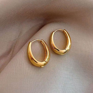Geometric Ear Buckle Hoop Earrings for Women Girl Oval Waterdrop Earrings Fashion New Jewelry Friend Gift Party Daily Life Earring Accessories