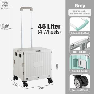 ICHIBAN Foldable Shopping Trolley Cart 45L 55L 75L 80L Folding Lightweight Storage Stairs Climbing Troli Lipat Naik Tangga [Ichiban DIY]
