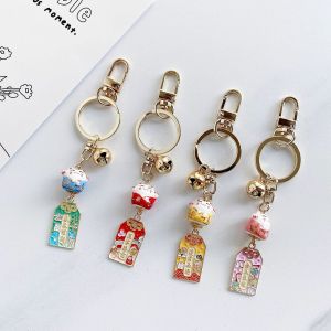 CRNGW Couple Fortune Gifts Ceramics Maneki Neko Metal Mobile Decoration Key Buckle Backpack Pendant Lucky Cat Keychain Car Keyring Amulet Key Lanyard