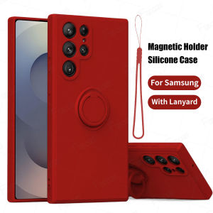 เคสโทรศัพท์ หลายสี ซิลิโคนนิ่ม พร้อมแหวนแม่เหล็ก สําหรับ Samsung Galaxy S25 S24 S23 S22 S21 S20 FE Plus Ultra S10 S10e S9 S8 Plus