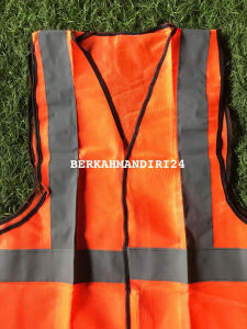 Rompi Safety Polyester Hijau dan Orange 4 line Vest Safety Proyek