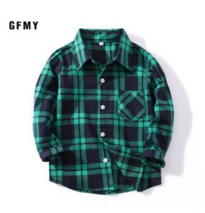 Baju Kemeja Flanel Hem Casual Anak Laki laki Tangan Panjang Kemeja Anak Motif Kotak-kotak Impor