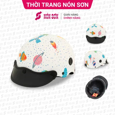 ƯU ĐÃI - Mũ bảo hiểm nửa đầu lỗ thông gió hoa văn NÓN SƠN chính hãng SMP-TR089