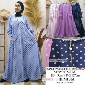 Gamis Busui Jumbo 2 Kantong Motif LOVE( Real Pic) Matt Voxy Spandek Premium Tebal JUMBO / Ld 110-130CM