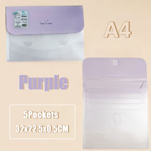 A4 Purple Expanding File Folder Accordian File Organizer A4 Letter Size Paper Document Receipt Holder 5 Pockets