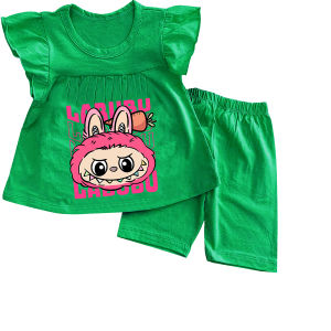 Bộ cho bé tay cánh tiên hình in labubu cho bé từ 6kg-27kg.GAIBEO04